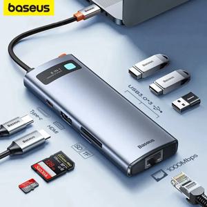 AliExpress Collection Baseus 맥북 프로용 USB 3.0 허브, 노트북 태블릿 액세서리, C타입-이더넷 포트, PD 100W 어댑터, 4K, 60Hz