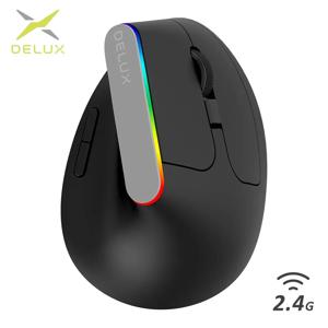 Delux 무선 무소음 인체공학적 수직 게이밍 마우스, PC 노트북용 광학 마우스, USB 리시버, RGB 1600 DPI, 6 버튼, M618C