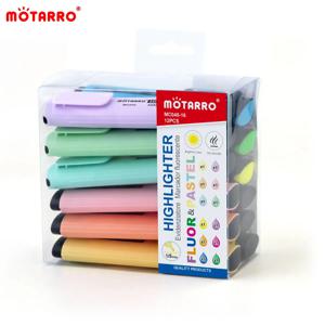 MOTARRO PVC 상자 마커, 형광 색상, 작은 하이라이터 펜 치즐 팁, 귀여운 그래피티 그림 쓰기, 귀여운 디자인, 12 개