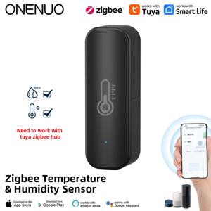 ONENUO Tuya ZigBee 스마트 온도 및 습도 센서, 배터리 구동, ZigBee 스마트 홈 보안, Alexa Google Home으로 작동