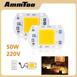 AmMToo 스마트 IC COB LED 칩 램프 비드, 가장 밝은 LED 전구 스포트라이트, 드라이버 필요 없음, DIY 투광 조명, 야외 칩 램프, 50W AC 220V