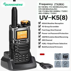 QuanshengUV-K6 K5 워키토키, 5 W 에어 밴드 라디오, 타입 C 충전, UHF, VHF, DTMF, FM 스크램블러, NOAA 무선 주파수, 양방향 CB Rad