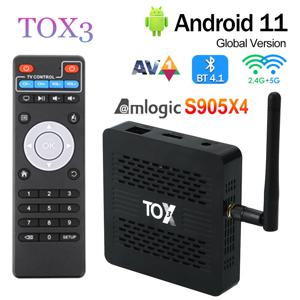 안드로이드 11 스마트 TV 박스, Amlogic S905X4 2T2R 와이파이, 1000M 인터넷, BT4.1 지지대 AV1, 4K 60fps, DLNA 미디어 플레이어, TOX3, 4GB, 32GB