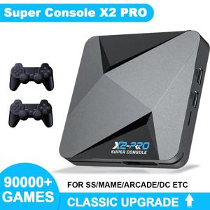 KINHANK 레트로 비디오 게임 콘솔, 슈퍼 콘솔 X2 Pro, 90000 비디오 게임, PS1/DC/MAME/SS용 게임 패드, 어린이 선물 게임 박스