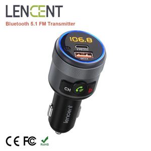 LENCENT FM 송신기 차량용 블루투스 5.1 변조기, C타입 PD 20W 및 QC3.0 18W 차량용 고속 충전기, MP3 플레이어 라디오 자동차 키트