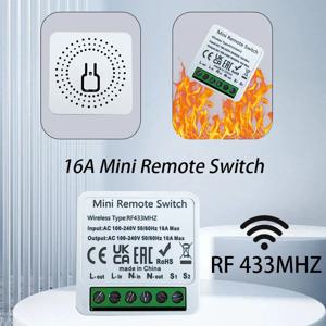 미니 DIY 무선 리모컨 조명 스위치, 릴레이 리시버 자동화 모듈, 가정용 LED 램프용, RF 433 MHz, 16A