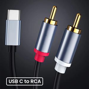 C타입-RCA 수-수 Y 분배기-USB C-2RCA 수 잭 플러그 어댑터, 자동차 보조 스테레오 스피커 및 앰프 코드