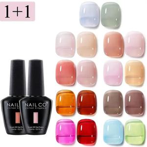 NAILCO 2PCS 젤리 컬러 젤 폴란드어 세트 15ml 반투명 핑크 누드 클리어 컬러 DIY 네일 아트 젤 바니시 UV LED 젤