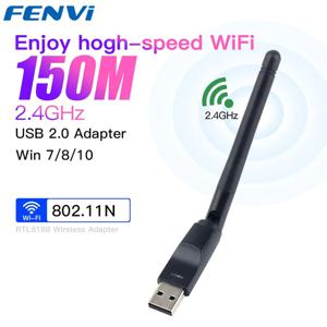 FENVI 박스 IPTV 무선 리시버 미니 USB 와이파이 어댑터, 무선 네트워크 카드, 802.11b/g/n 와이파이 리시버 동글, 150Mbps MT7601