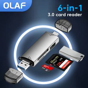 올라프 OTG 타입 C 마이크로 SD 카드 리더 타입 C-USB OTG 어댑터 6 in 1 USB 3.0 TF 카드 USB 플래시 드라이브 타입 C 카드 리더기