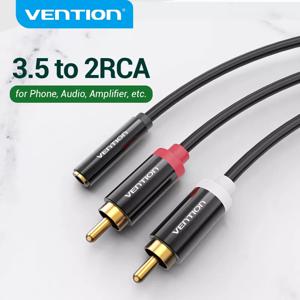 Vention 앰프 TV 홈 시어터 3.5 잭 Aux 케이블 RCA, 암-수 오디오 케이블 Aux 스플리터, 3.5mm-2 RCA