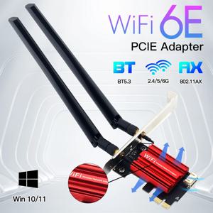 무선 PCI-E 어댑터 트라이 밴드 호환 BT 5.3 802.11AX 네트워크 와이파이 카드, PC Win 10/11, 와이파이 6E AX210, 2.4G, 5G, 6Ghz