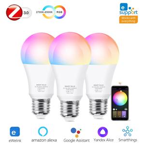 스마트 홈 지그비 램프, 알렉사 구글 홈 스마트싱스 작동, RGB E27 LED 전구, AC 90-250V, 15W, 18W