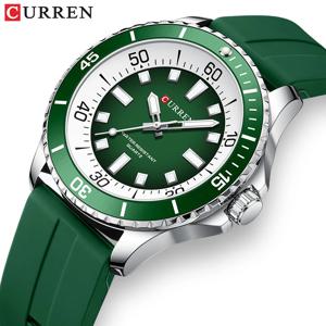 CURREN 클래식 라운드 아날로그 쿼츠 시계, 44mm 다이얼 실리콘 스트랩, 다채로운 독특한 디자인, 남성용 손목시계