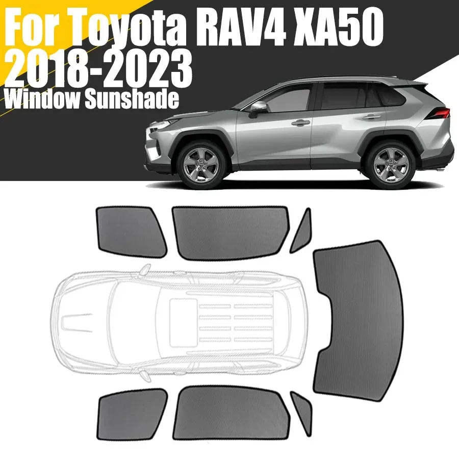 맞춤형 마그네틱 자동차 창문 햇빛가리개, 도요타 RAV4 XA50 2018-2023 5 세대 SUV 커튼 메쉬 앞 유리 프레임 커튼