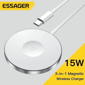 Essager15W 고속 무선 충전기 스탠드, 아이폰 14, 13, 12, 11, 애플 워치, 에어팟 프로, 아이워치용 접이식 충전 스테이션, 3 인 1