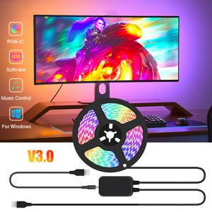 스마트 앰비언트 RGB 모니터 LED 조명, 게임 PC 백라이트, USB LED 스트립, 윈도우 컴퓨터용, DIY 동적 스크린 배경 램프