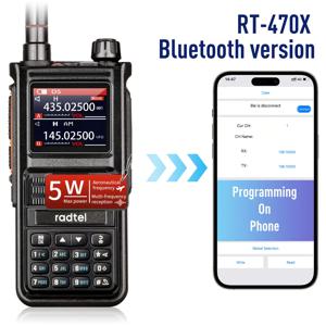 Radtel RT-470X 플러스 블루투스 햄 워키토키, 256CH 에어 밴드, 양방향 라디오 방송국, 항공 NOAA 경찰 해양 송수신기