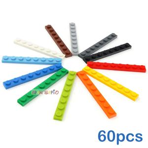 60pcs DIY 빌딩 블록 얇은 인물 벽돌 1x8 도트 12 색 교육 크리 에이 티브 크기 어린이위한 3460 완구와 호환 가능