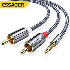 Essager-RCA 오디오 케이블 잭 3.5-2 RCA 케이블, 3.5mm 잭-2RCA 수 분배기 Aux 케이블, TV PC 앰프 DVD 스피커 와이어