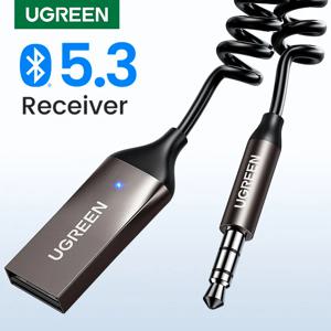 UGREEN 블루투스 5.3 Aux 어댑터, 무선 차량 블루투스 리시버, USB 3.5mm 잭 오디오 마이크, 자동차 스피커용 핸즈프리 어댑터