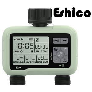 Eshico HCT-326 슈퍼 타이밍 2 콘센트 워터 타이머, 야외 자동 관개, 완전 조절 가능 프로그램, 정밀 급수