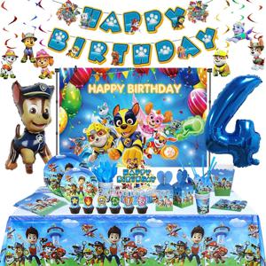 Chase Paw Patrol 생일 파티 장식 선물 장난감 시계, 알루미늄 호일 풍선, 이벤트 용품, 새로운 배너, 일회용 식기