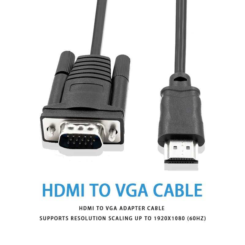 PC용 HDMI VGA 케이블, 데스크탑, 노트북, 컴퓨터, 모니터, 프로젝터, HDTV, 라즈베리 파이, 로쿠, 수-수, 150cm 블랙