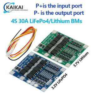 BMS 리튬 배터리 충전 보호 보드, 4S, 3.2V, 3.7V, 30A, LiFePO4, 12.8V, 14.4V, 18650 32650 배터리 팩, 밸런스 포함