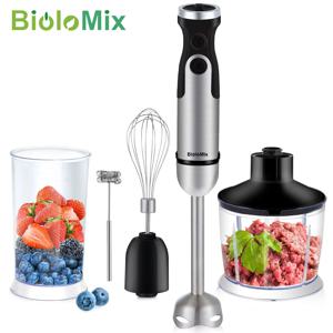 BioloMix 침수 핸드 스틱 믹서기 믹서, 야채 고기 연마기, 800ml 다지기 거품기, 600ml 스무디 컵, 1200W, 5 인 1