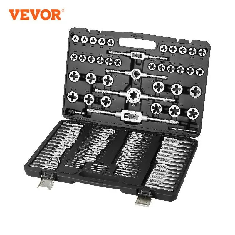 VEVOR 탭 및 다이 세트, 미터법 또는 SAE 표준 베어링 스틸 탭 및 다이 필수 스레딩 도구, 40PCs, 60PCs, 80PCs, 110 PCs, 116PCs