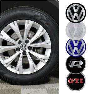 자동차 휠 센터 허브 캡 로고 스티커, 폭스바겐 GTI R VW 골프 폴로 티구안 제타 투란 파사트 비틀 R라인용, 56mm, 60mm, 65mm, 4 개