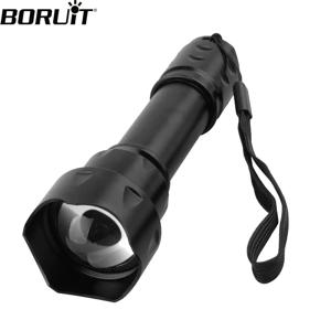 BORUiT T20 적외선 IR 850nm 야간 투시경 LED 전술 손전등 줌 IPX6 방수 토치, 18650 배터리 사용, 사냥 랜턴