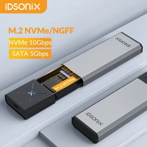 IDsonix SSD 케이스 NVMe to USB C 3.2 Gen2, 10Gbps NVMe PCIe 인클로저, 5Gbps NGFF SATA 외장 하드 드라이브 인클로저, M 키 B 키