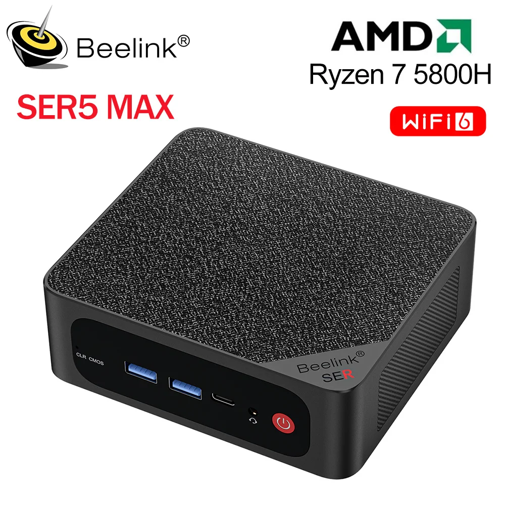 Beelink Ryzen 7 5800H SER5 프로 맥스 미니 PC, AMD DDR4, 16GB RAM, 500GB SSD, 5500U, WiFi6, 4K HD 데스크탑 컴퓨터, SER5 프로 5700U