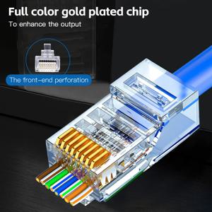 50 PC RJ45 커넥터 Cat6 커넥터 네트워크 무차폐 RJ45 천공 크리스탈 헤드 네트워크 케이블