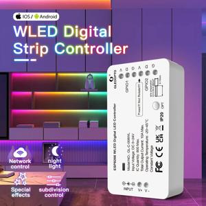 WLED 디지털 라이트 스트립 컨트롤러, WIFI DC5-24V 지지대, WS2812 2811 SK6812 및 기타 RGB RGBW 라이트 스트립 800 IC DIY 가능