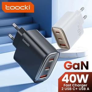 Toocki GaN USB 충전기, 아이폰 15, 14, 13, 12 프로 맥스, 삼성 S23 용, QC 4.0, 고속 충전 듀얼 타입 C, 40W