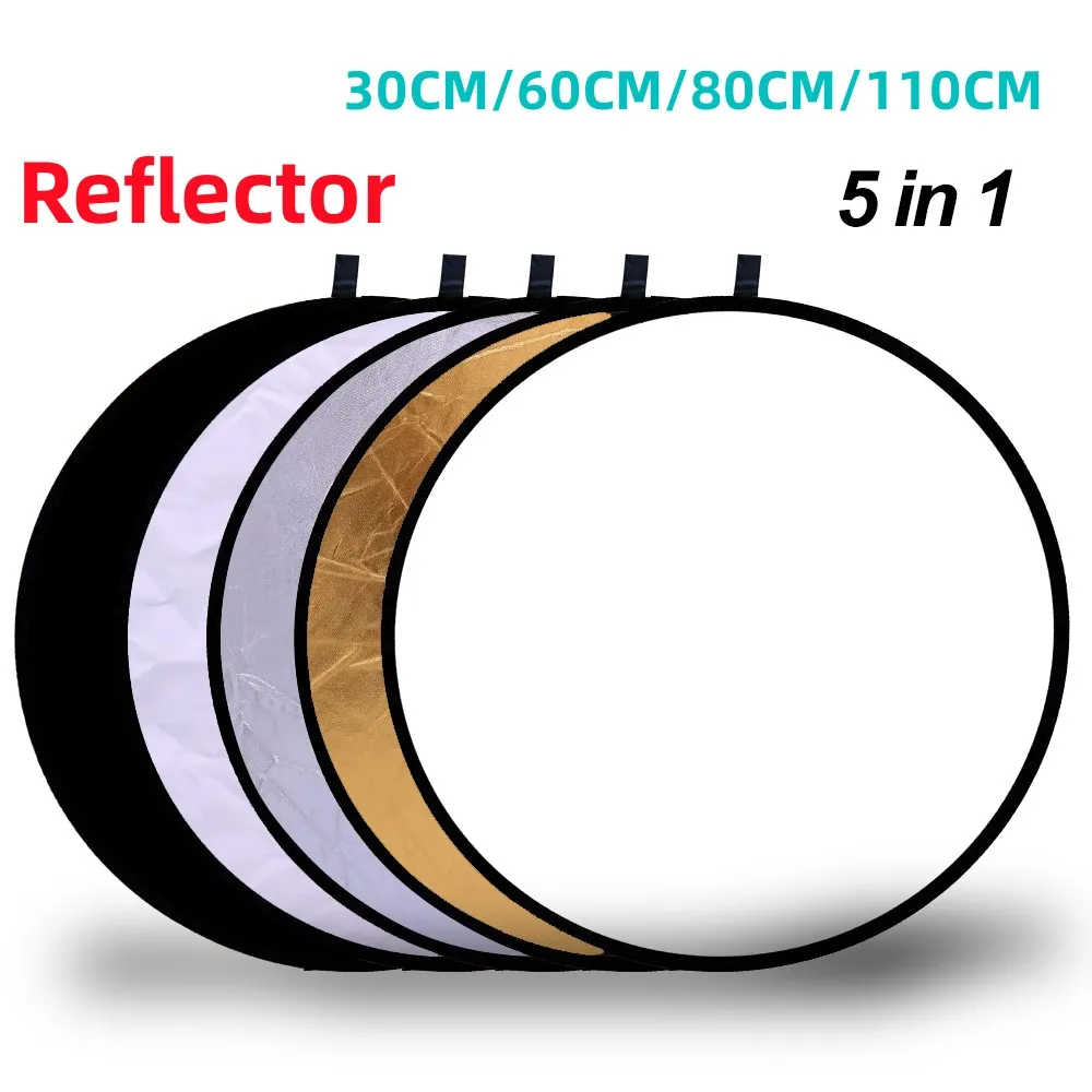 접이식 원형 사진 반사판, 사진 스튜디오, 야외 조명 디퓨저, 멀티 디스크, 운반 가방 포함, RF01, 5in 1, 30 cm, 60 cm, 80 cm, 110cm