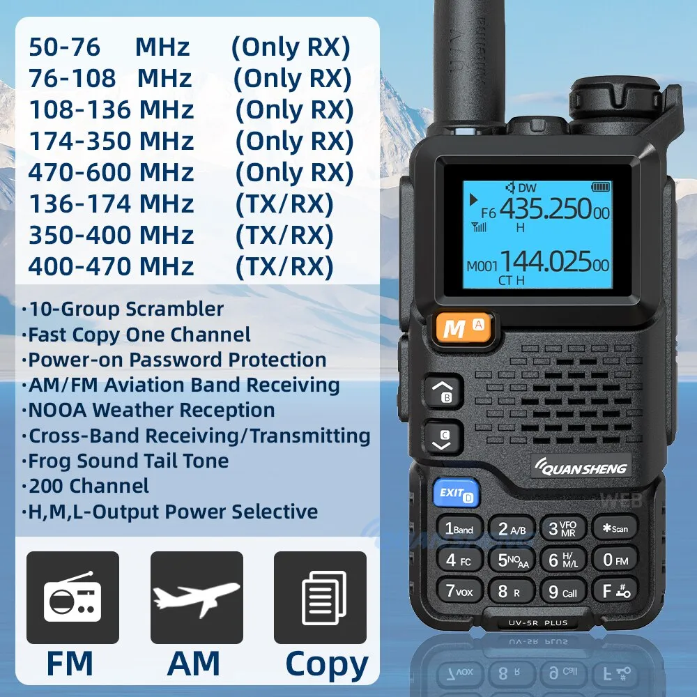 Quansheng UV 5R 플러스 워키토키 휴대용 Am Fm 양방향 라디오 커뮤터 VHF 스테이션 K5 리시버 햄 무선 세트 장거리