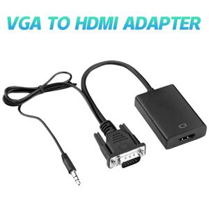 VGA to HD 컨버터 고화질 오디오 비디오 케이블 어댑터, VGA 입력, HDMI 호환 출력, 컴퓨터 노트북 TV 프로젝터용