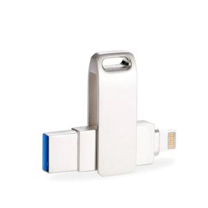 USB 3.0 플래시 드라이브, 128GB, iOS iPad PC 펜 드라이브, 64GB, 2 in 1 펜드라이브, 32GB OTG 메모리 스틱 실버 U 디스크