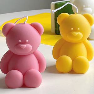 3D 귀여운 만화 곰 실리콘 캔들 몰드, DIY 수제 비누 석고, 아이스 큐브 베이킹 몰드, 생일 파티, 결혼 선물 만들기 몰드