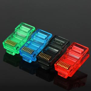 이더넷 케이블 모듈 플러그 네트워크 커넥터, RJ-45 크리스탈 헤드, Cat5 컬러, Cat5e 금도금 케이블, RJ45, 50 PCs, 100PCs