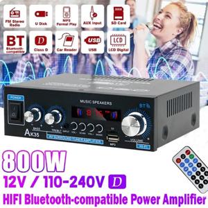 HiFi 디지털 블루투스 앰프 MP3 채널 2.0 사운드 앰프 지지대, 가정용 자동차 FM USB 리모컨, AK35, 110V-240V