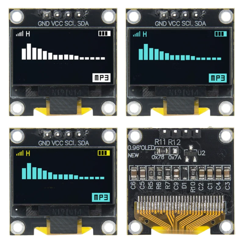 Estardyn DIYUSER 아두이노용 12864 LCD 스크린 보드, OLED SSD1306, 흰색, 파란색, 노란색, 128x64 IIC I2C 직렬 디스플레이, 0.96 인치