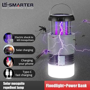 태양 모기 램프 UV 버그 라이트, USB 충전식 전기 파리 트랩 재퍼, 접이식 휴대용 곤충 퇴치 조명