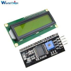 IIC I2C TWI SPI 직렬 인터페이스 보드 모듈 + LCD1602 1602 모듈, 노란색 화면, 16x2 문자 LCD 디스플레이 모듈, 아두이노용 5V