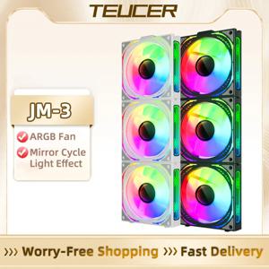 TEUCER JM-3 ARGB 냉각 선풍기 키트, ARGB 미러 사이클 조명 효과, 120mm PWM 800-1800RPM 쿨러, PC 케이스용 수냉 라디에이터