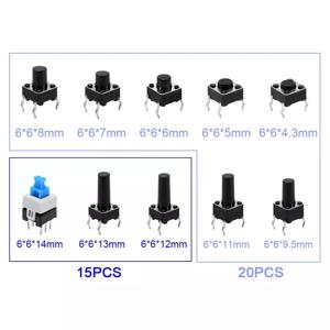 단추 스위치 직접 삽입 라이트 터치 스위치, 단추 스위치 분류 박스 키트, 10 가지 유형, 180 개